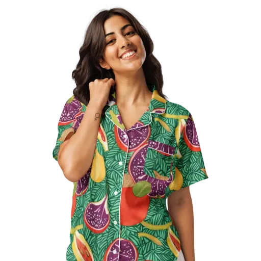 Tropical Still Life on a Women's Short Sleeve Pajama Top