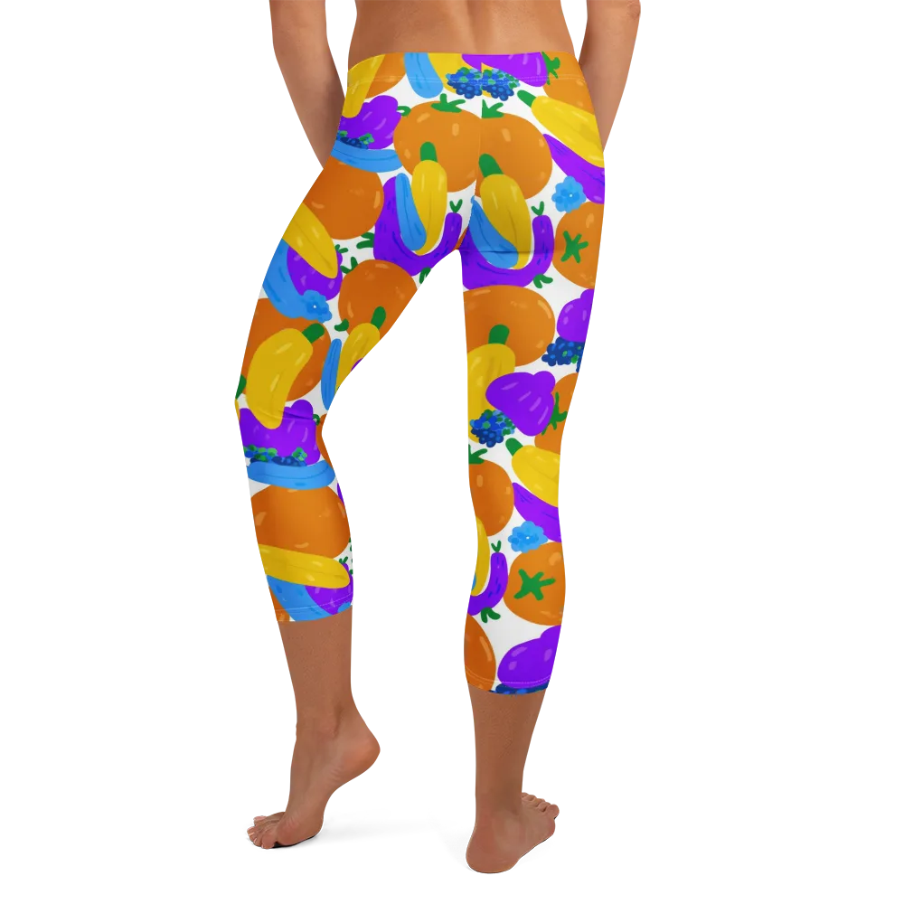 Electric Fruit Bowl on Capri Leggings — Back