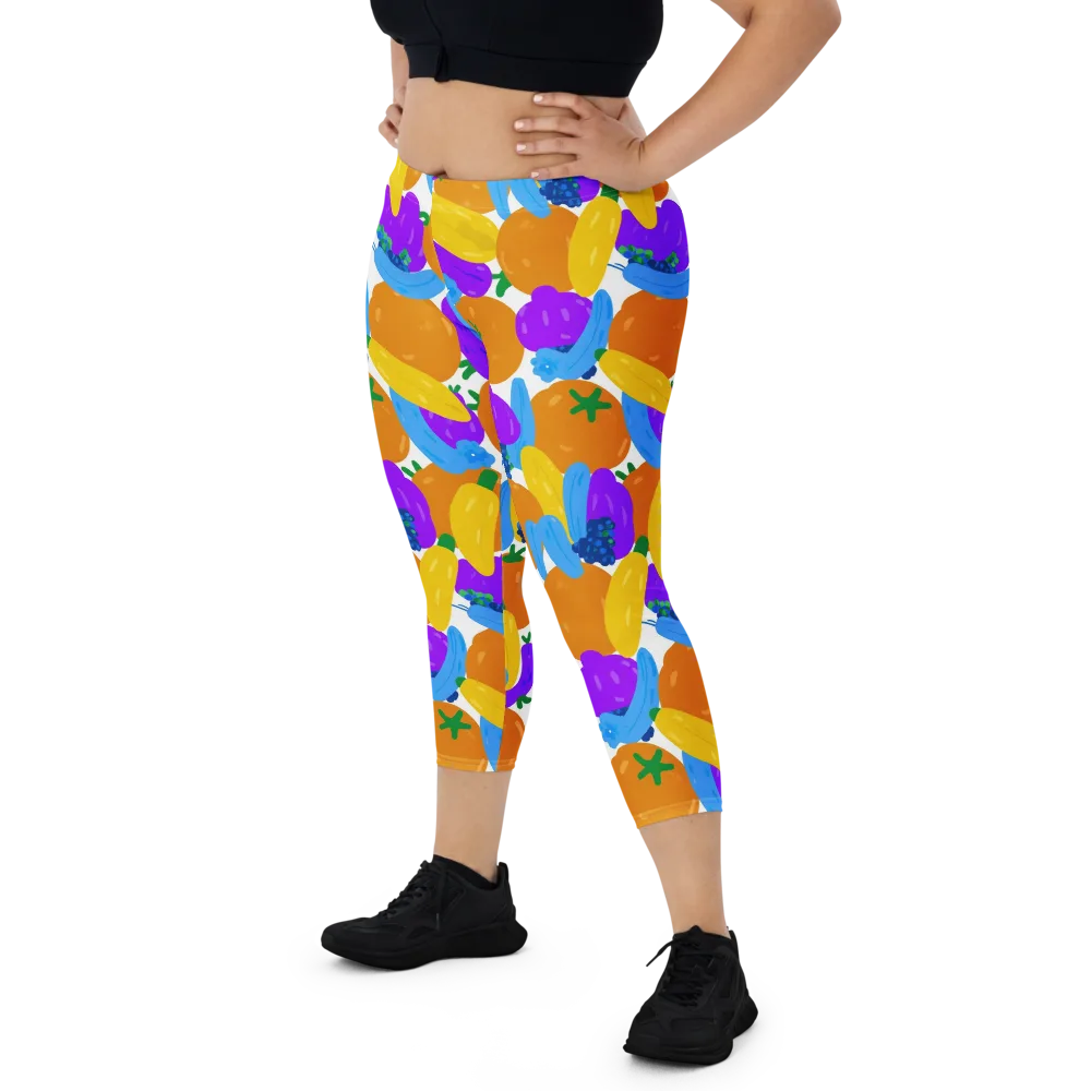 Electric Fruit Bowl on Capri Leggings — Front