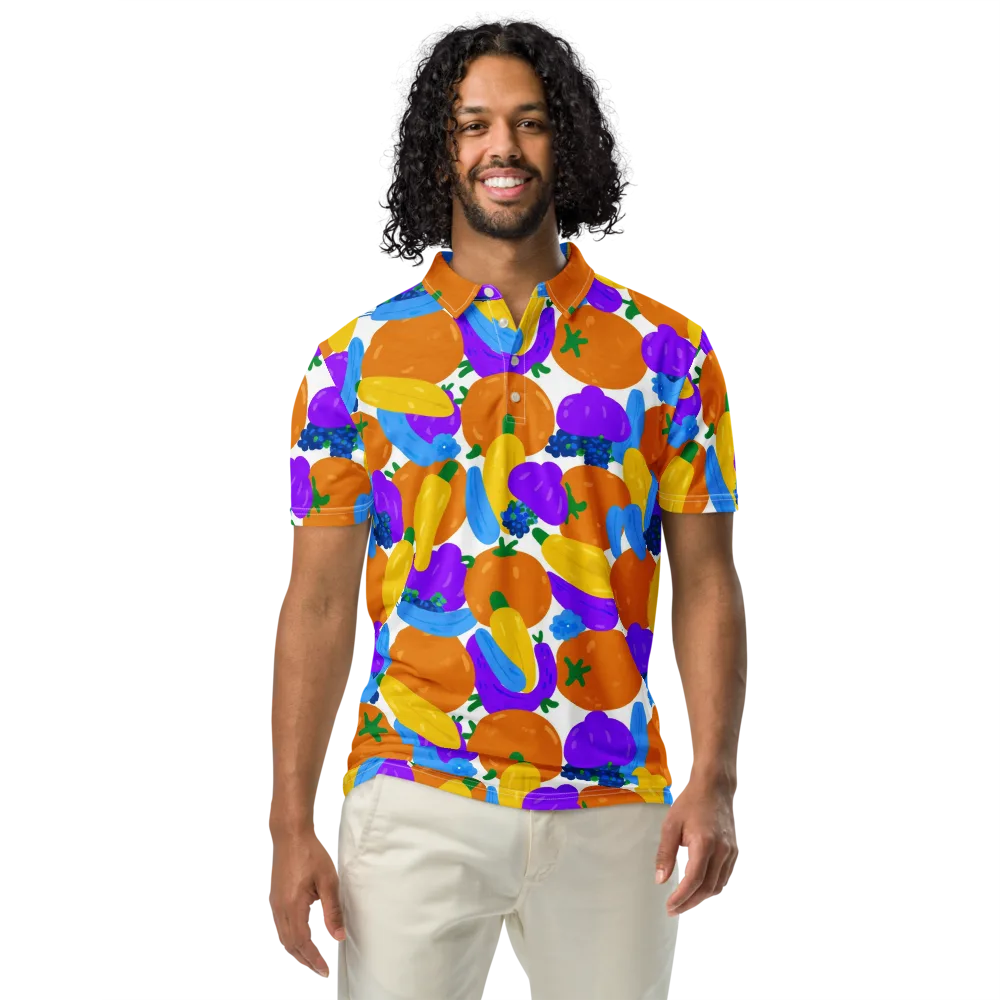 Electric Fruit Bowl on Men's Slim Fit Polo Shirt — Front