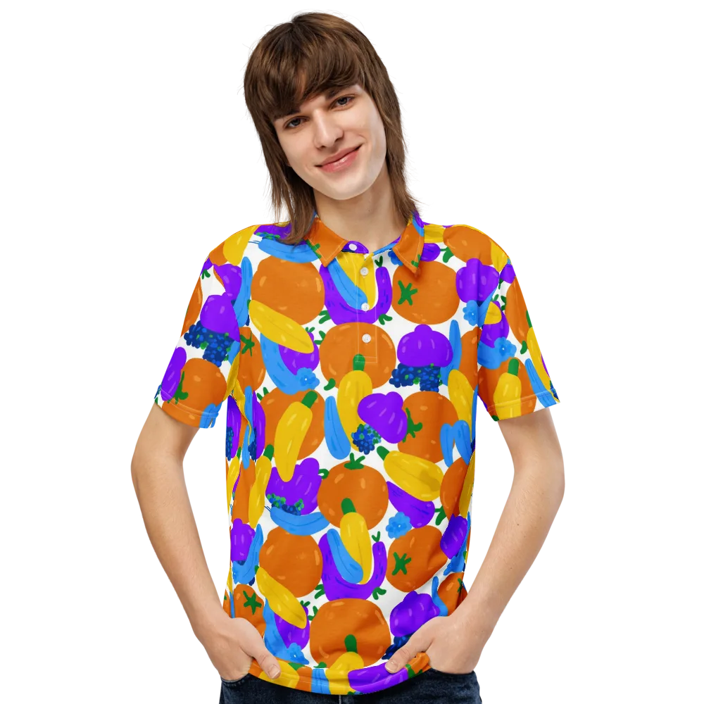 Electric Fruit Bowl on Men's Slim Fit Polo Shirt — Front