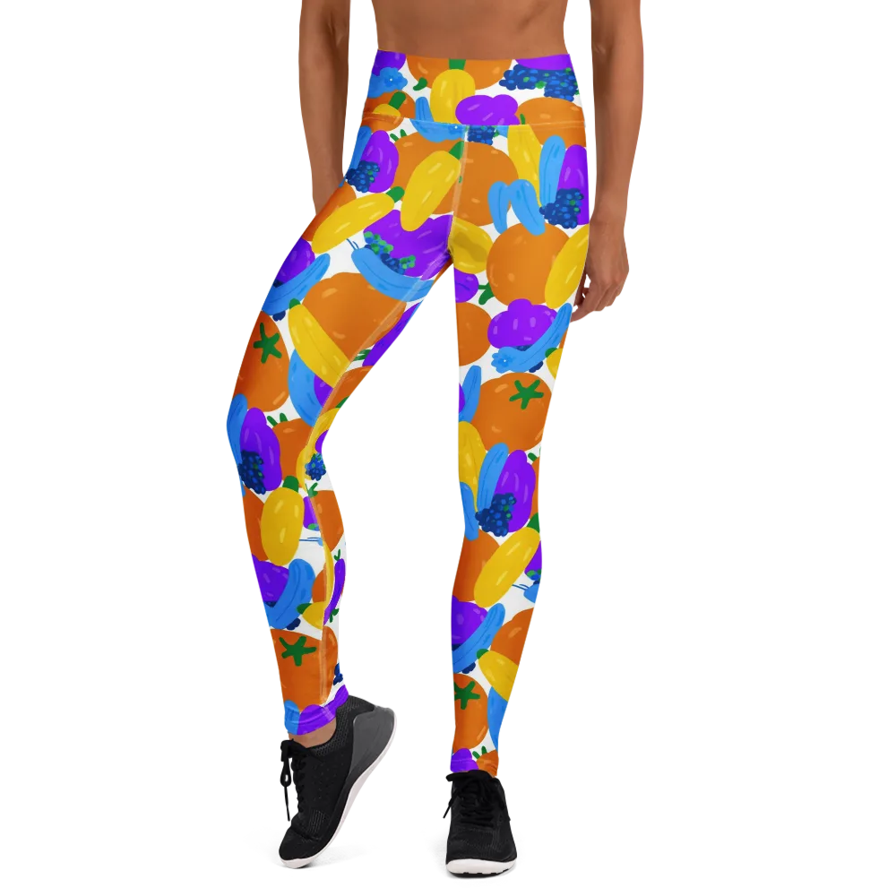 Electric Fruit Bowl on Yoga Leggings — Front