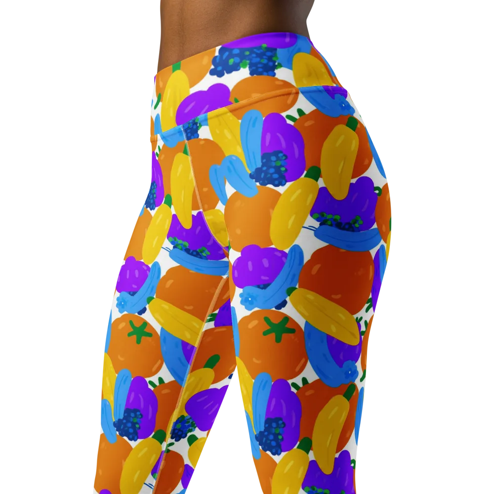 Electric Fruit Bowl on Yoga Leggings — Left Front