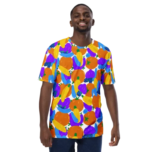 Electric Fruit Bowl on a Men's Crew Neck T-Shirt