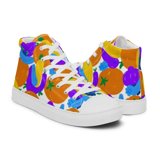 Electric Fruit Bowl on a Men's High Top Canvas Shoes