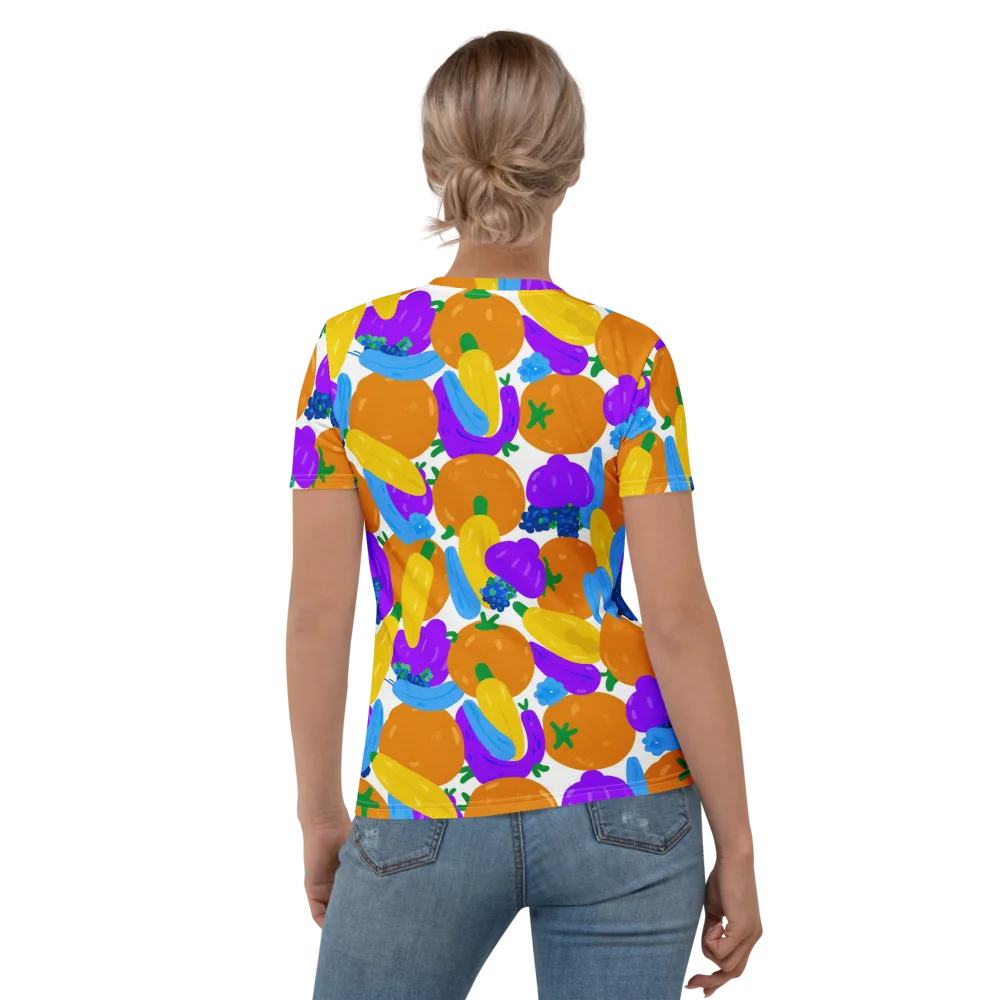 Electric Fruit Bowl on Women's Crew Neck T-Shirt — Back