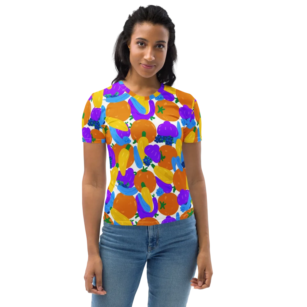 Electric Fruit Bowl on Women's Crew Neck T-Shirt — Front