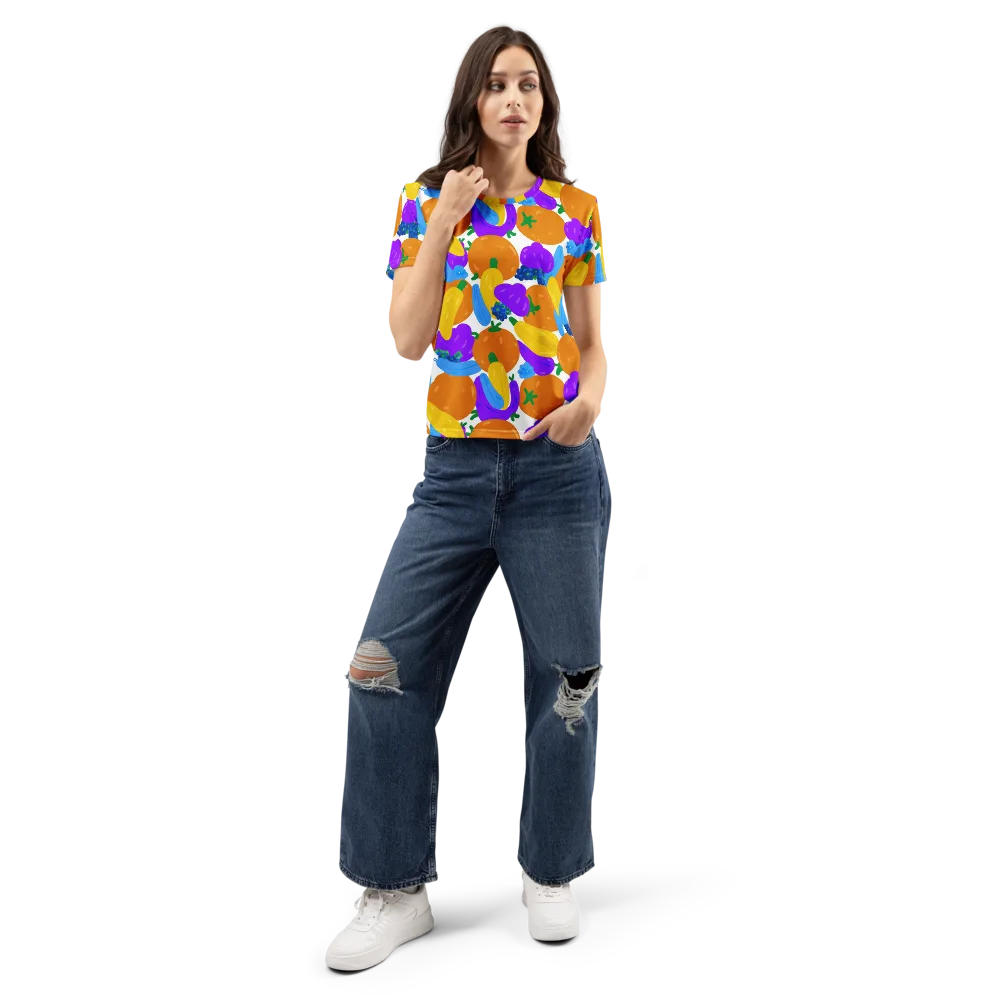 Electric Fruit Bowl on Women's Crew Neck T-Shirt — Front