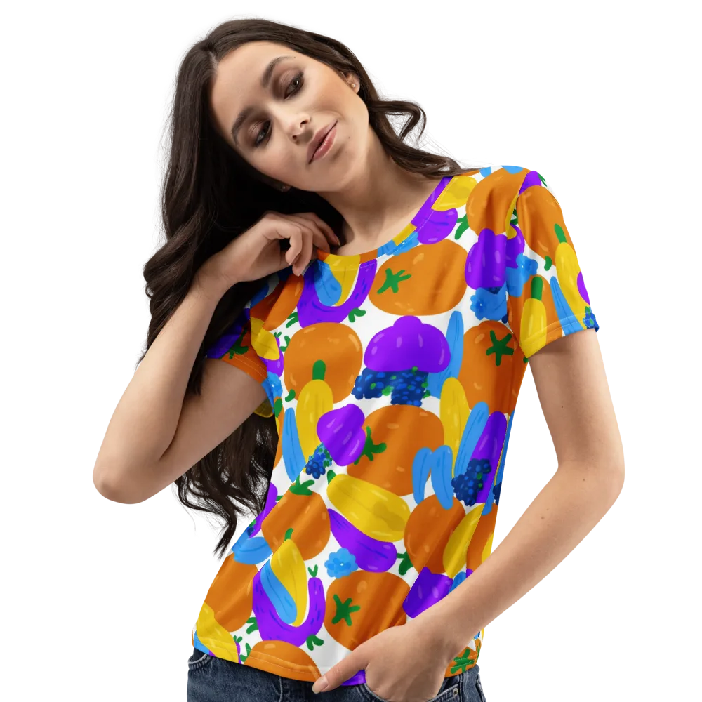 Electric Fruit Bowl on Women's Crew Neck T-Shirt — Left Front