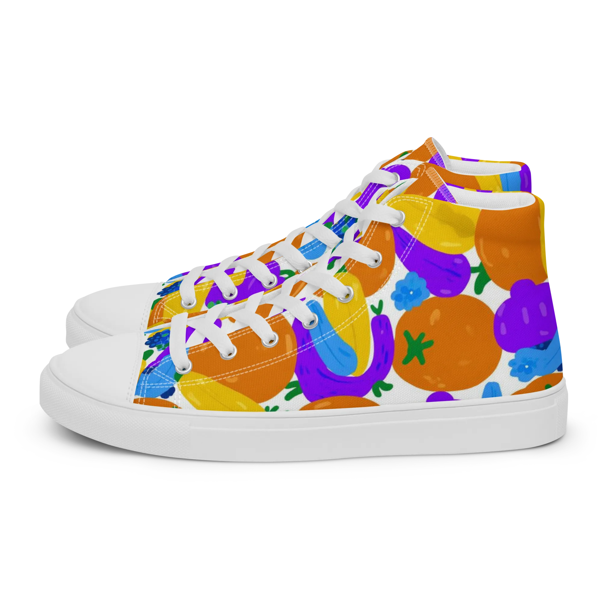 Electric Fruit Bowl on Women's High Top Canvas Shoes — Left