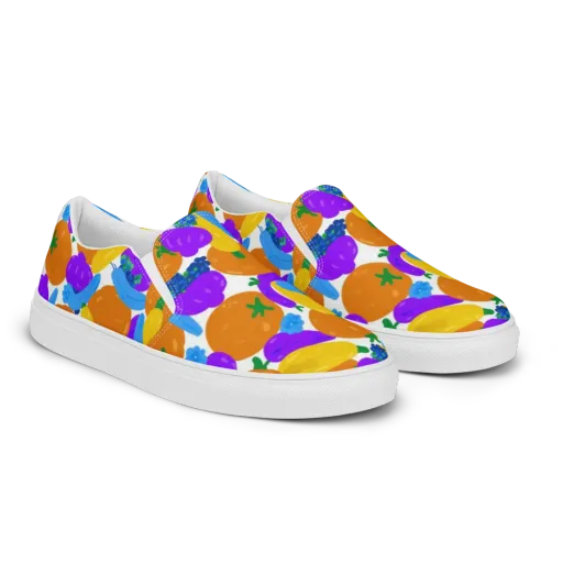 Electric Fruit Bowl on a Men's Slip-On Canvas Shoes