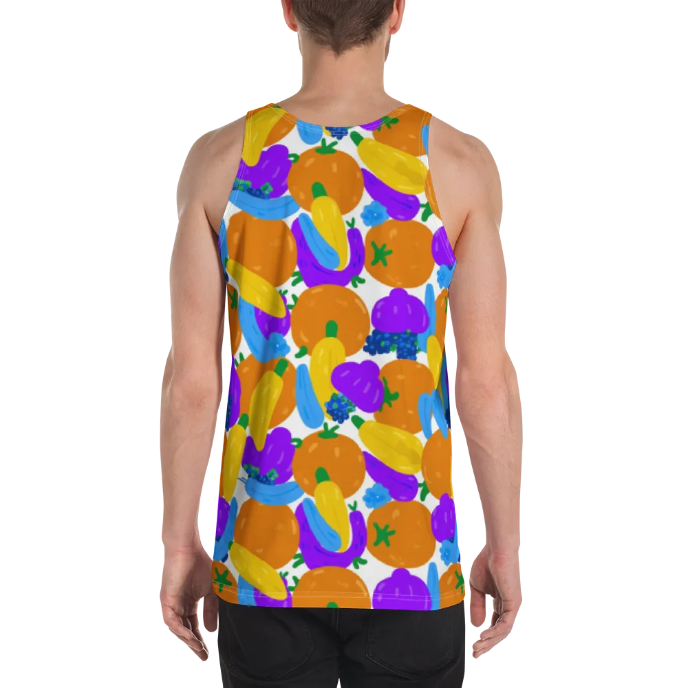 Electric Fruit Bowl on Men's Tank Top — Back
