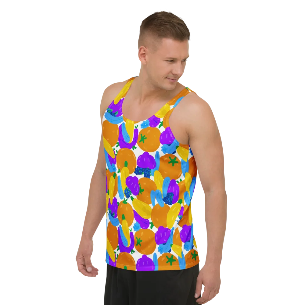 Electric Fruit Bowl on Men's Tank Top — Left Front