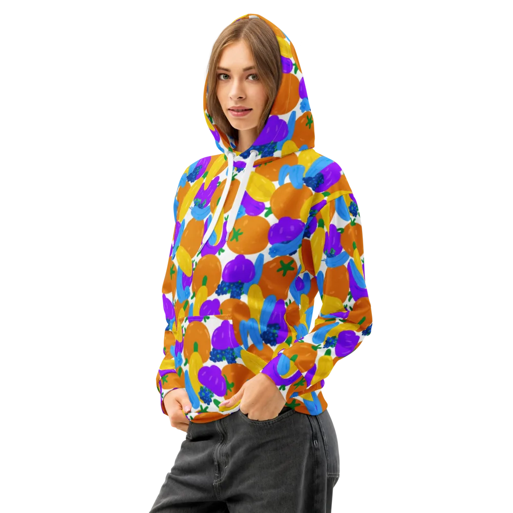 Electric Fruit Bowl on Cotton Hoodie — Left Front