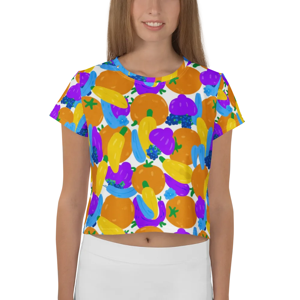 Electric Fruit Bowl on Crop Tee — Front