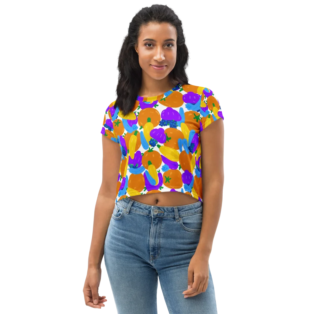 Electric Fruit Bowl on Crop Tee — Front