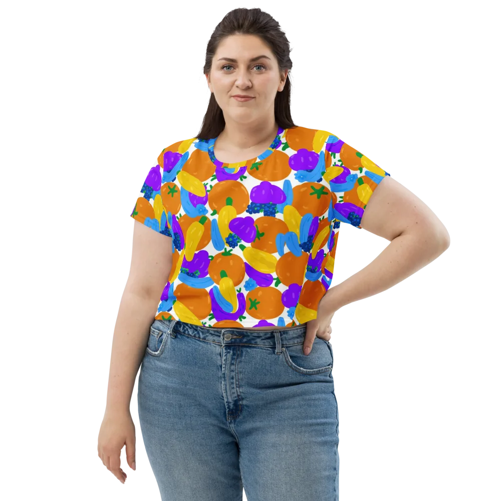 Electric Fruit Bowl on Crop Tee — Front