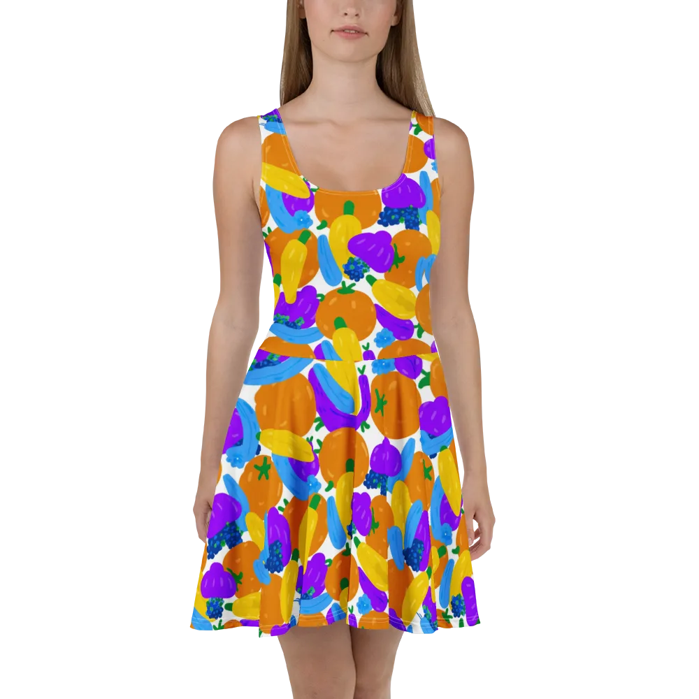 Electric Fruit Bowl on Skater Dress — Front