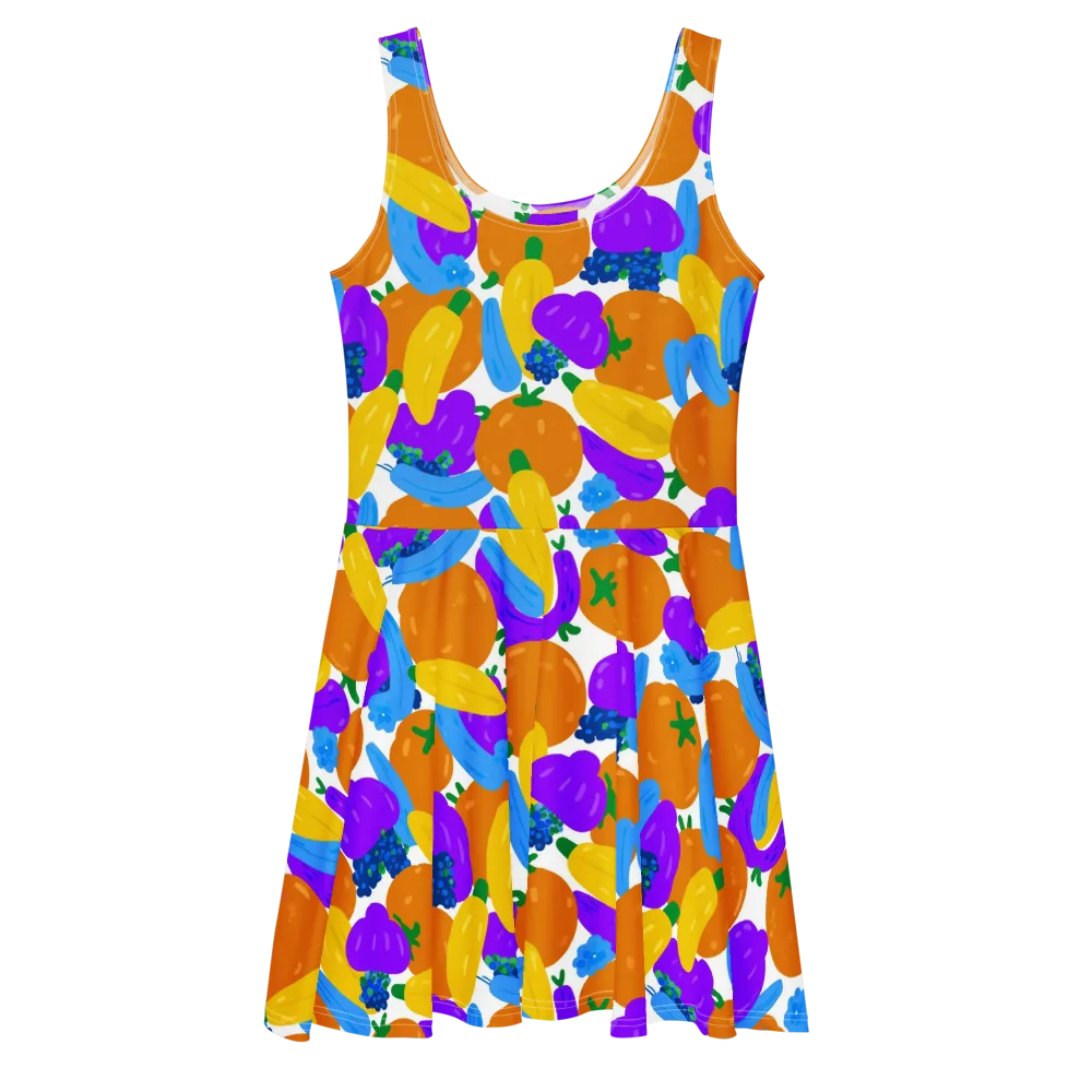 Electric Fruit Bowl on Skater Dress — Front