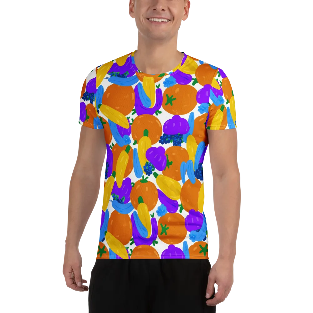 Electric Fruit Bowl on Men's Athletic T-Shirt — Front