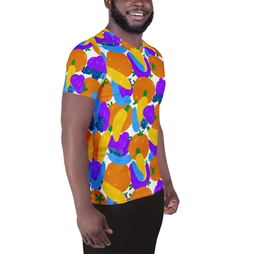 Electric Fruit Bowl on a Men's Athletic T-Shirt