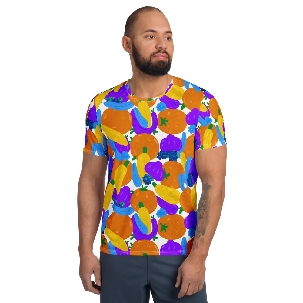 Electric Fruit Bowl on Men's Athletic T-Shirt — Front