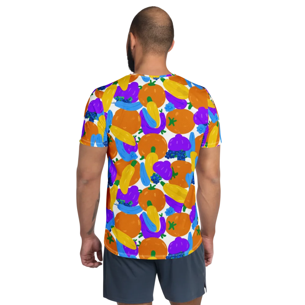 Electric Fruit Bowl on Men's Athletic T-Shirt — Back