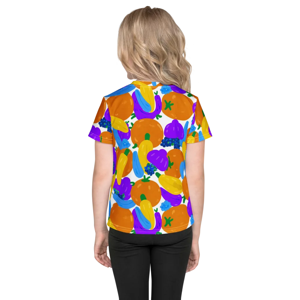 Electric Fruit Bowl on Kids Crew Neck T-Shirt — Back