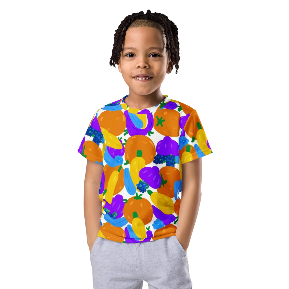 Electric Fruit Bowl on Kids Crew Neck T-Shirt — Front