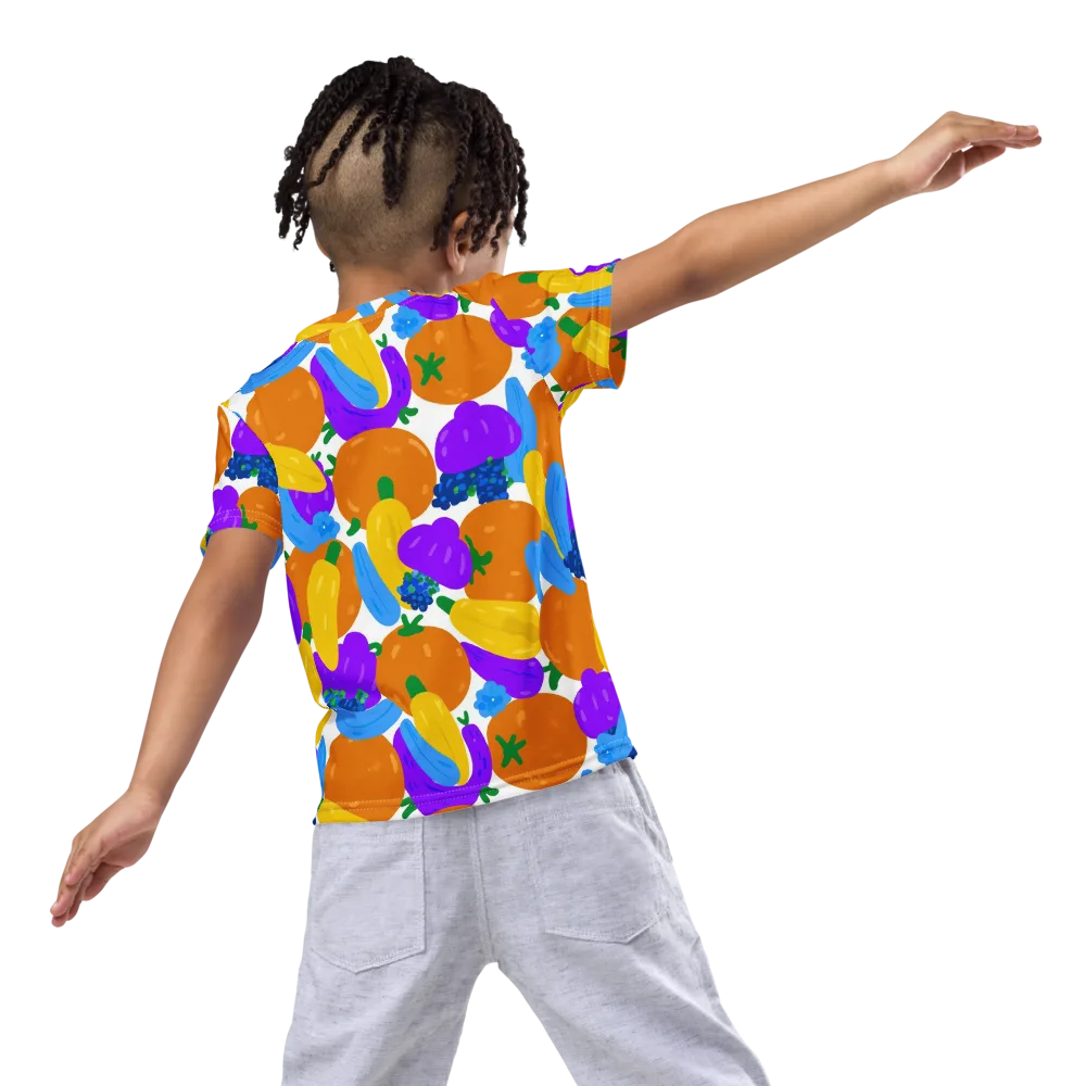 Electric Fruit Bowl on Kids Crew Neck T-Shirt — Back
