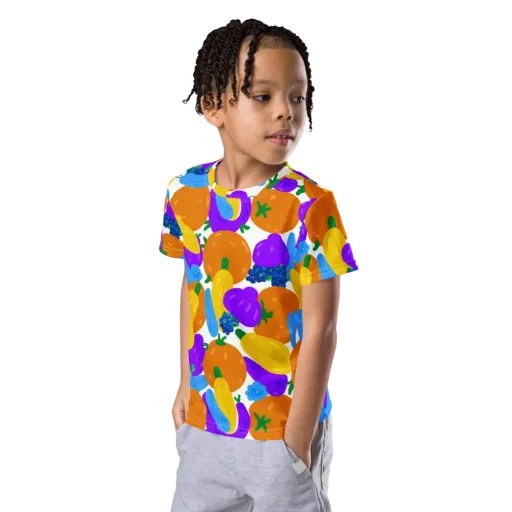 Electric Fruit Bowl on a Kids Crew Neck T-Shirt