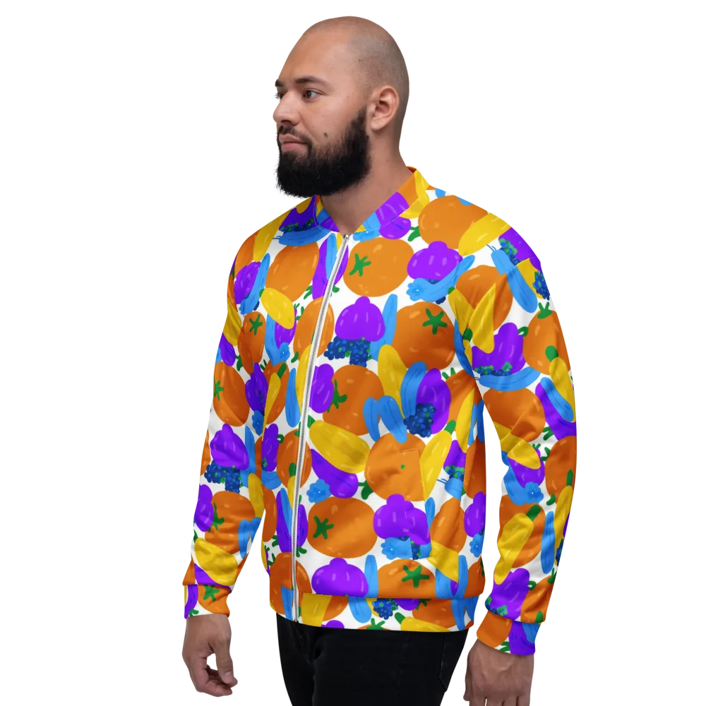 Electric Fruit Bowl on Bomber Jacket — Left
