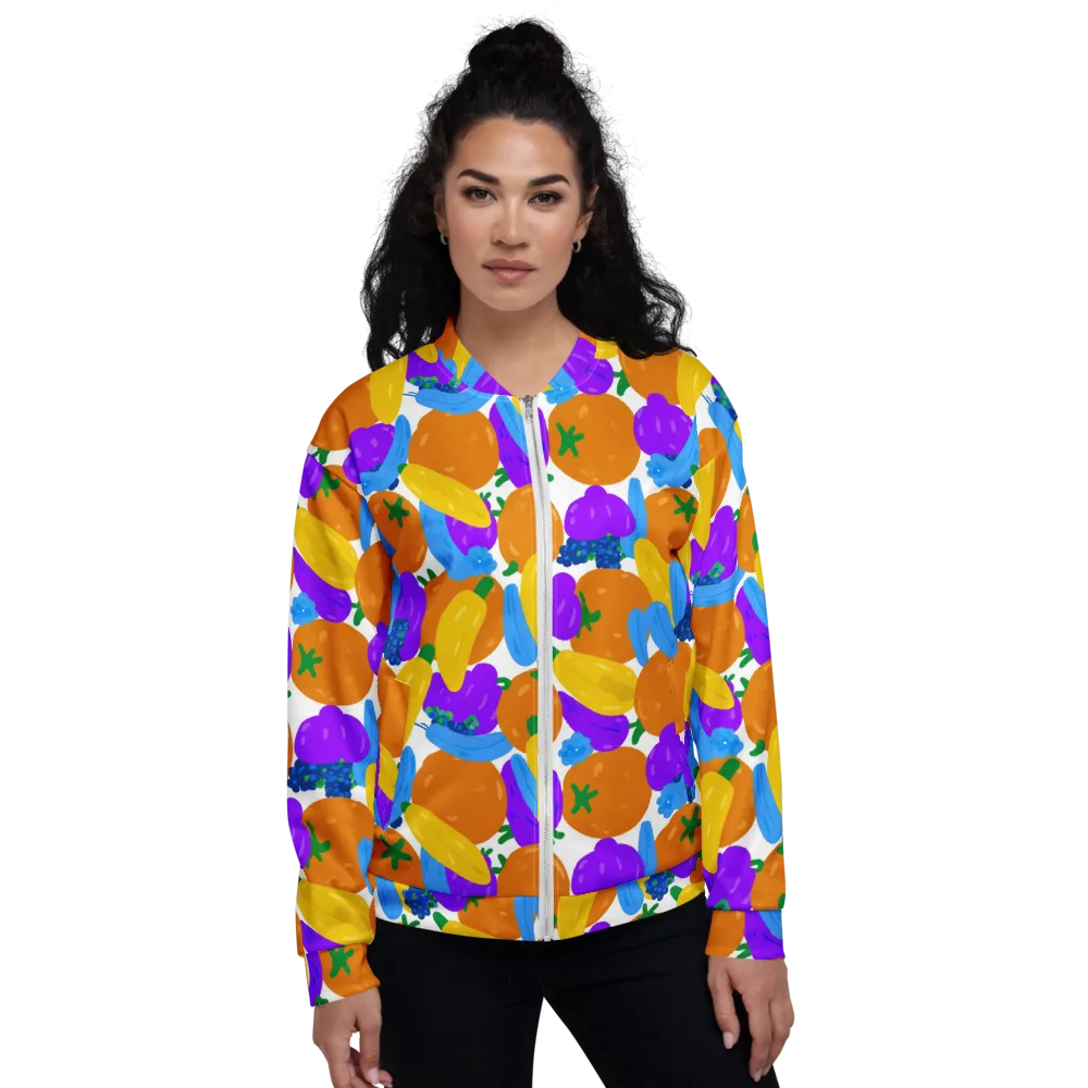 Electric Fruit Bowl on Bomber Jacket — Front