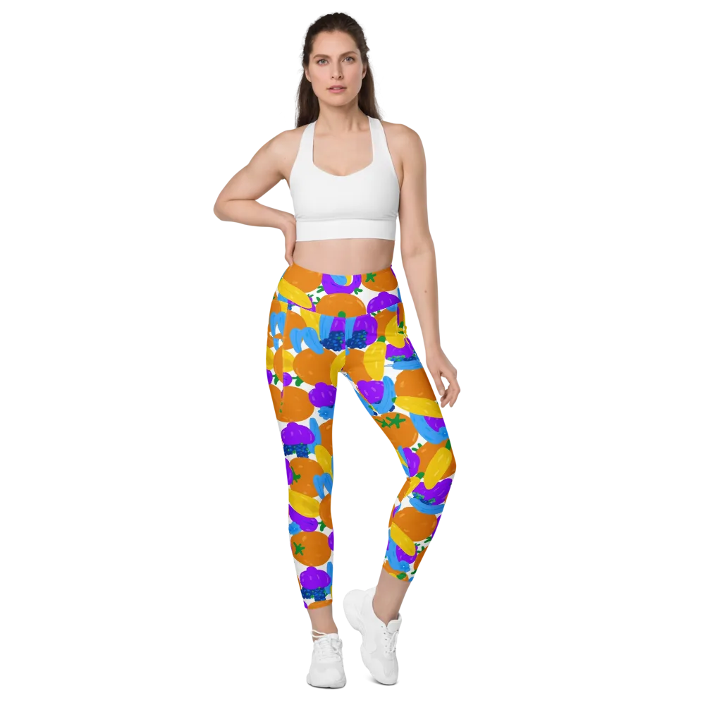 Electric Fruit Bowl on Leggings with Pockets — Front