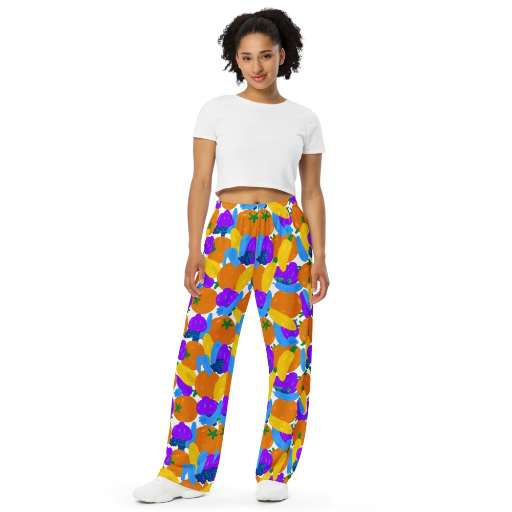 Electric Fruit Bowl on Wide-Leg Pants — Front