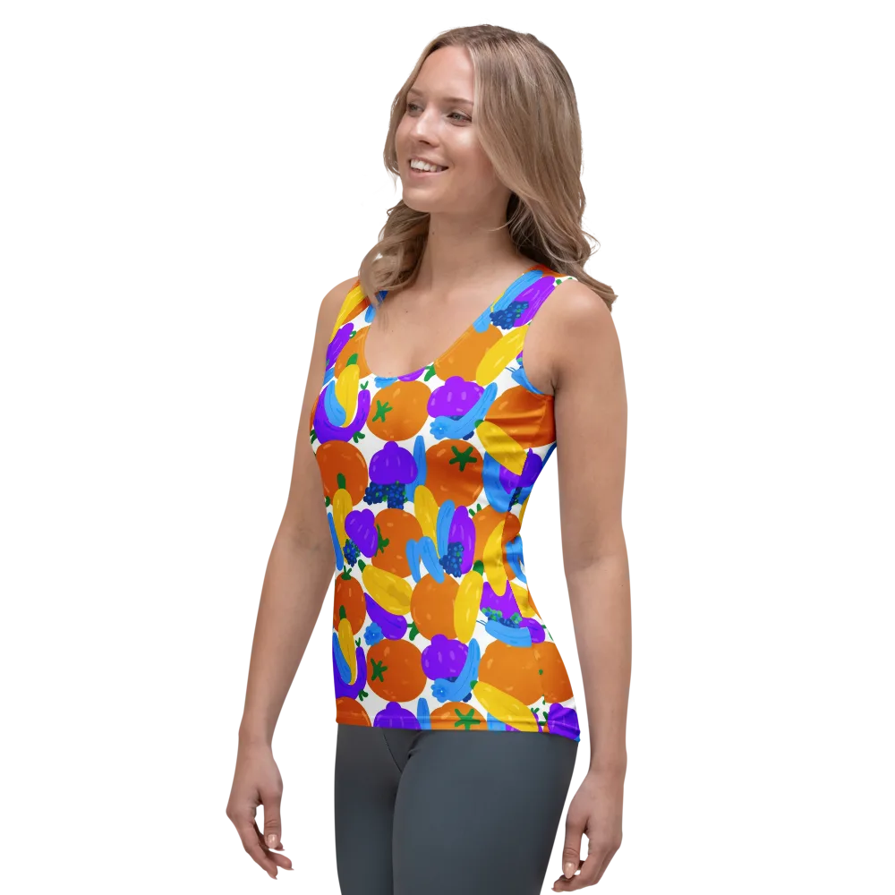 Electric Fruit Bowl on Women's Tank Top — Left Front