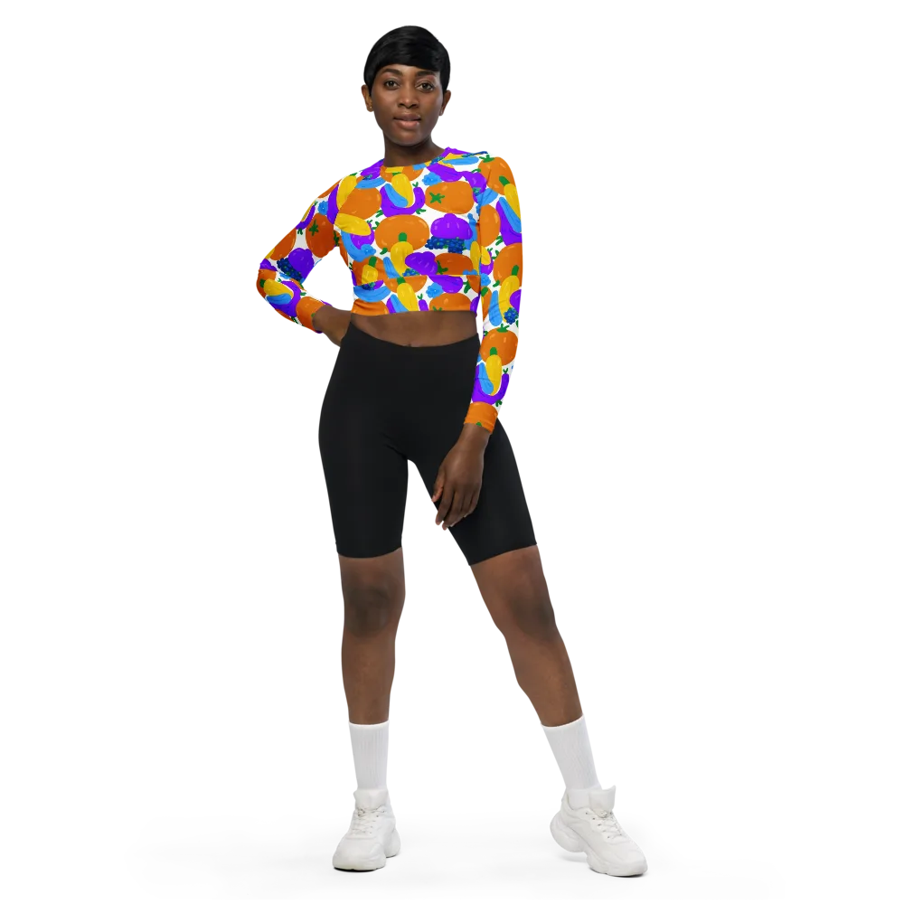 Electric Fruit Bowl on Long Sleeve Crop Top — Front