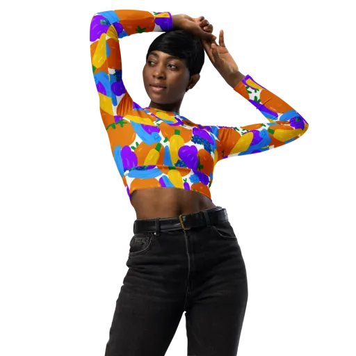 Electric Fruit Bowl on a Long Sleeve Crop Top