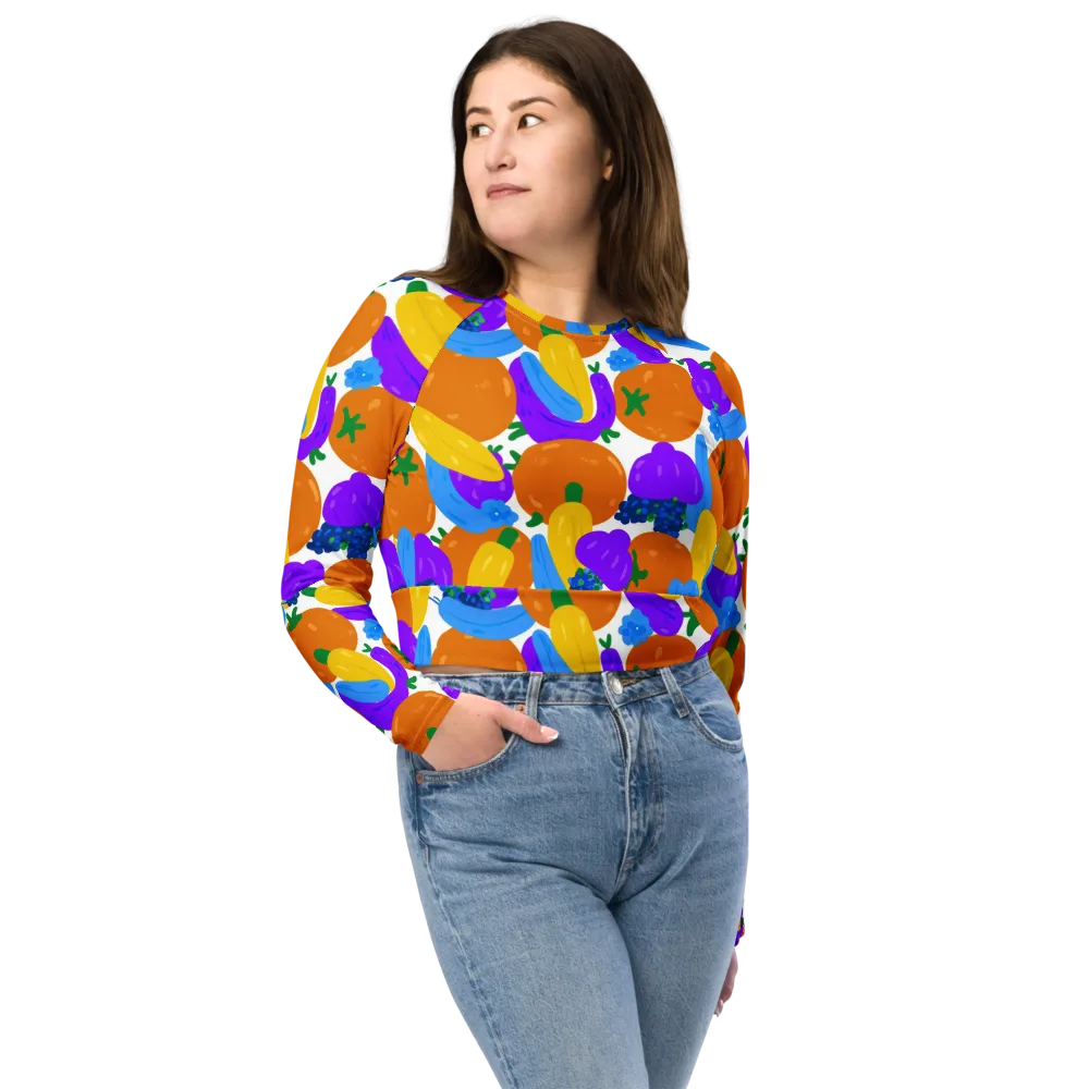 Electric Fruit Bowl on Long Sleeve Crop Top — Front