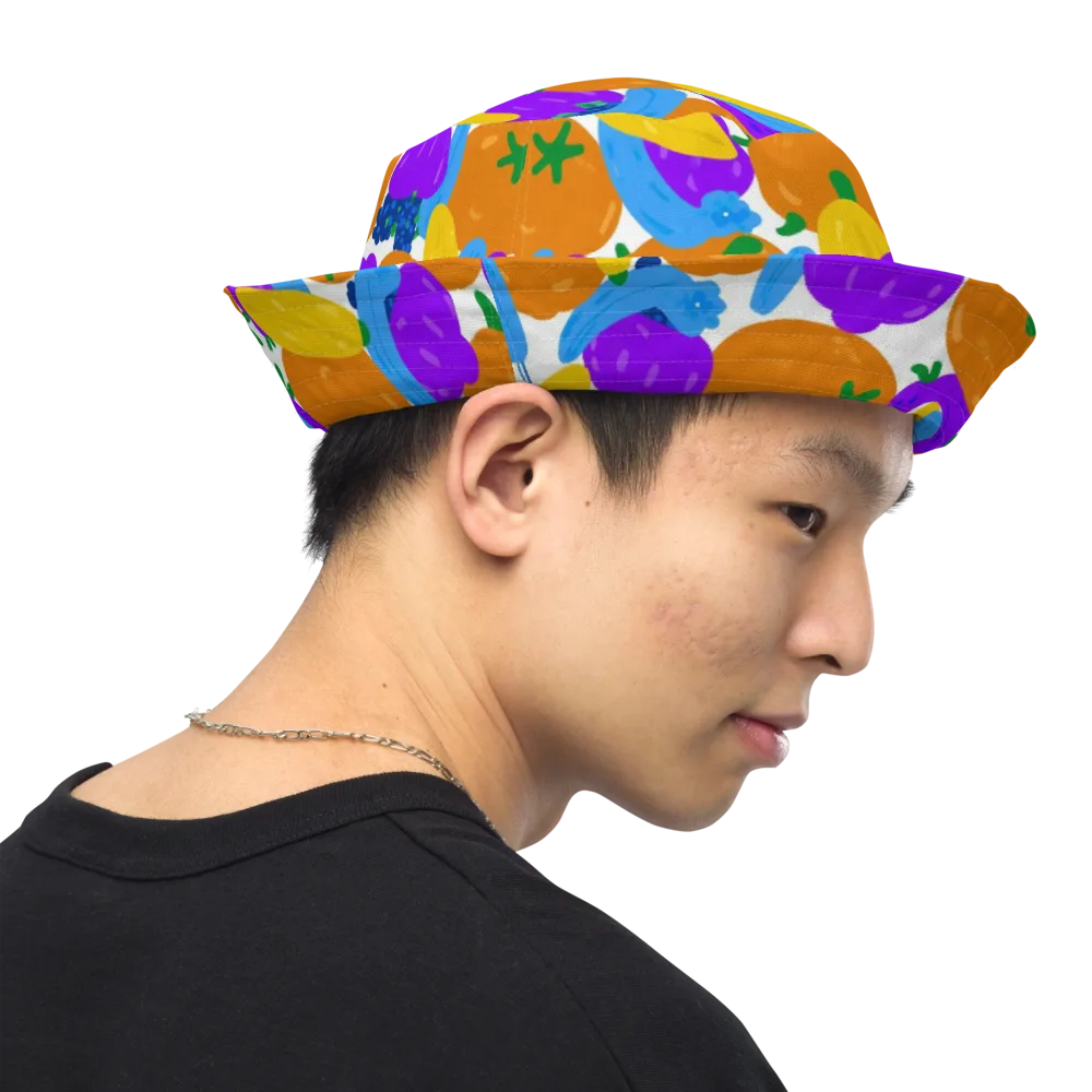 Electric Fruit Bowl on Reversible Bucket Hat — Right Outside