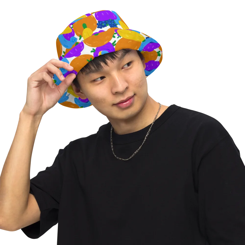 Electric Fruit Bowl on Reversible Bucket Hat — Front Inside