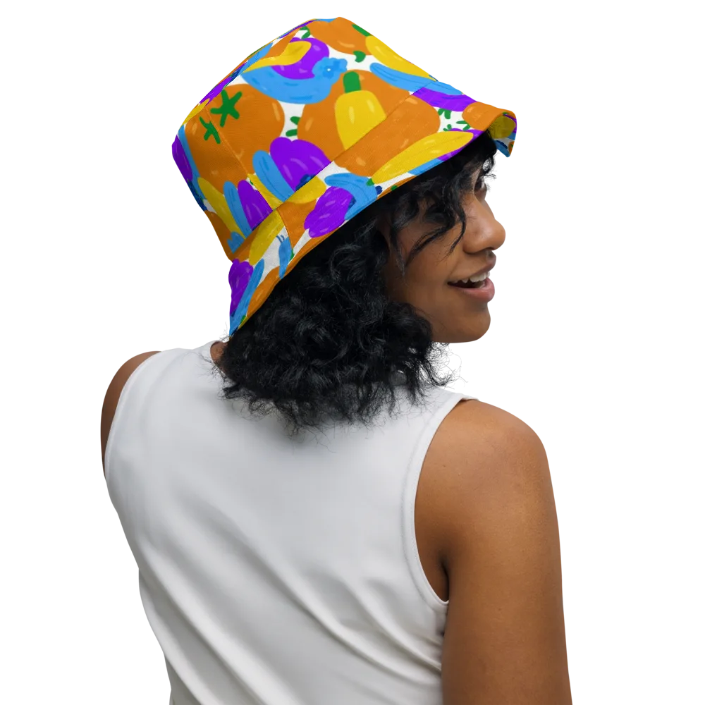Electric Fruit Bowl on Reversible Bucket Hat — Right Outside