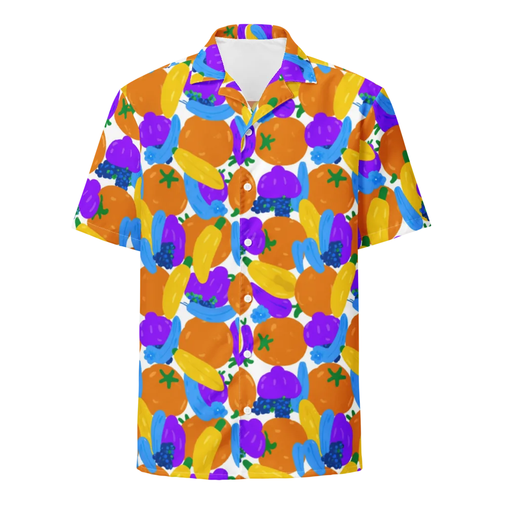Electric Fruit Bowl on Button Shirt — Front