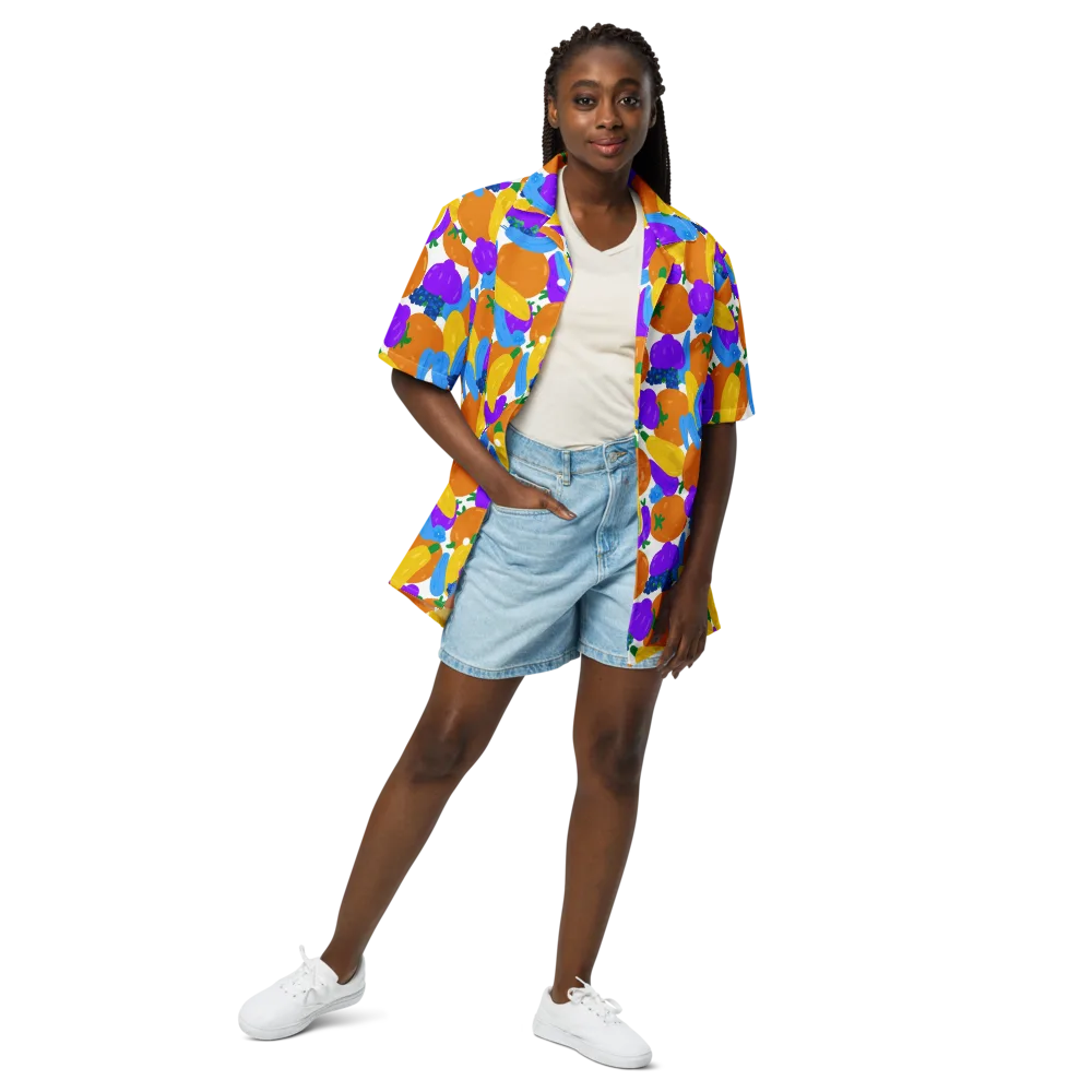 Electric Fruit Bowl on Button Shirt — Front