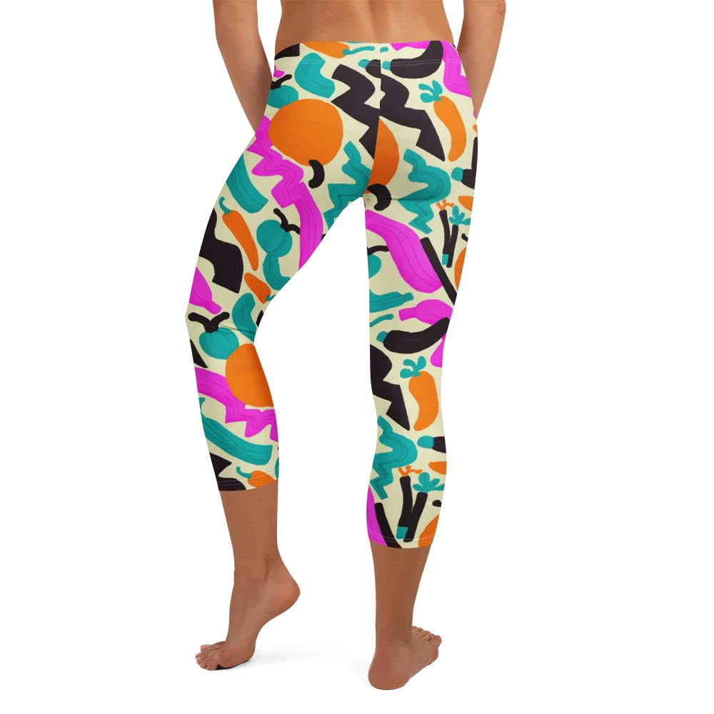 Neon Market on Capri Leggings — Back