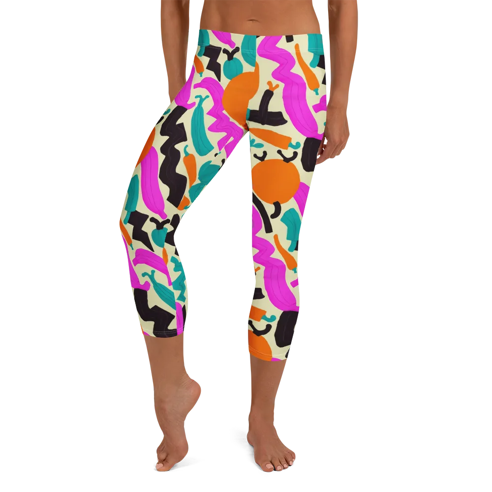 Neon Market on Capri Leggings — Front