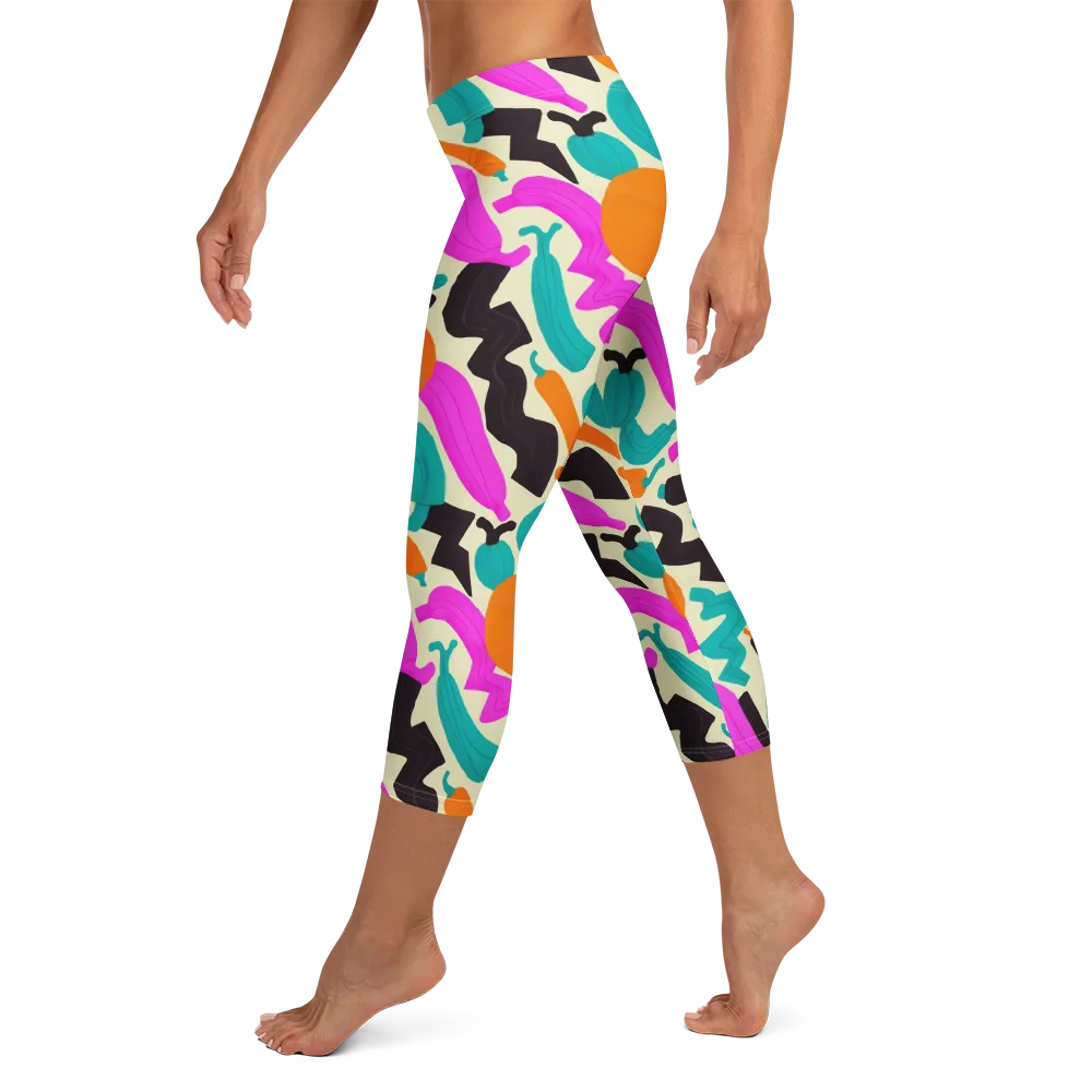 Neon Market on Capri Leggings — Left