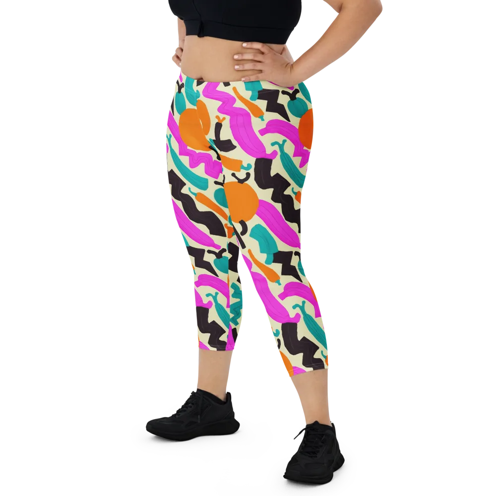 Neon Market on Capri Leggings — Front