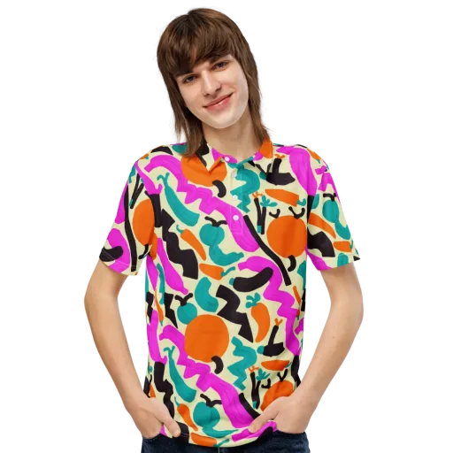 Neon Market on a Men's Slim Fit Polo Shirt