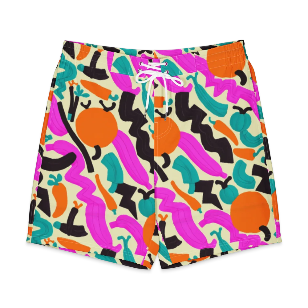 Neon Market on Men's Board Shorts — Front